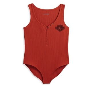 Harley-Davidson XLarge Bodysuit Iron Bond Henley Bodysuit in Vintage Orange NWT